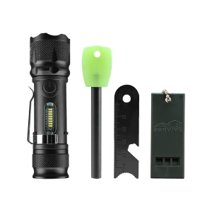 Fithome Usb El Feneri Magnezyum Çubuğu Düdük Acil Durum Aparatı Kamp Seti