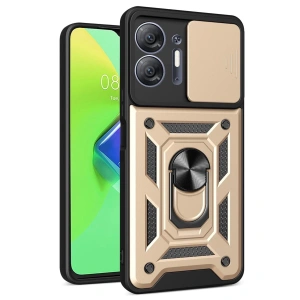 İnfinix Hot 30 5g Kılıf Pars Lens Yüzüklü Silikon - Gold