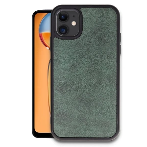 İphone 11 Kılıf Aras Deri Kapak - Koyu Yeşil