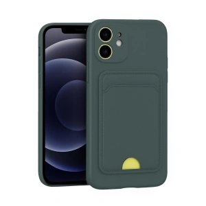 İphone 11 Kılıf Kelvin Kartvizitli Silikon - Koyu Yeşil