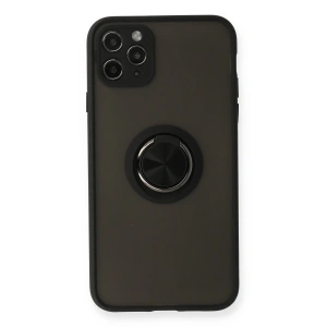 İphone 11 Pro Kılıf Montreal Yüzüklü Silikon Kapak - Siyah