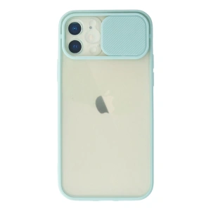 İphone 12 Kılıf Palm Buzlu Kamera Sürgülü Silikon - Turkuaz