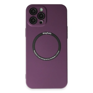 İphone 12 Pro Kılıf Jack Magneticsafe Lens Silikon - Mürdüm
