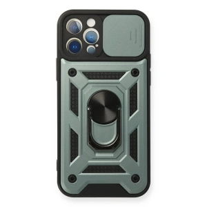 İphone 12 Pro Kılıf Pars Lens Yüzüklü Silikon - Yeşil