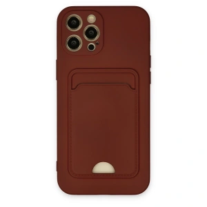 İphone 12 Pro Max Kılıf Kelvin Kartvizitli Silikon - Bordo