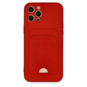 İphone 12 Pro Max Kılıf Kelvin Kartvizitli Silikon - Kırmızı