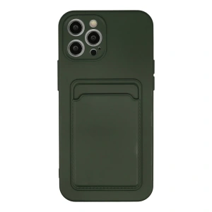 İphone 12 Pro Max Kılıf Kelvin Kartvizitli Silikon - Koyu Yeşil