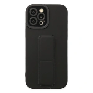 İphone 12 Pro Max Kılıf Mega Standlı Silikon - Siyah