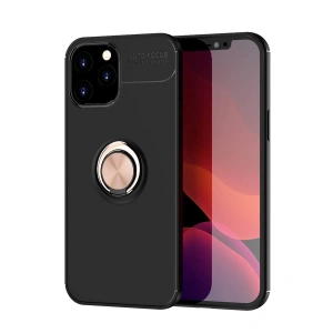 İphone 12 Pro Max Kılıf Range Yüzüklü Silikon - Siyah-gold