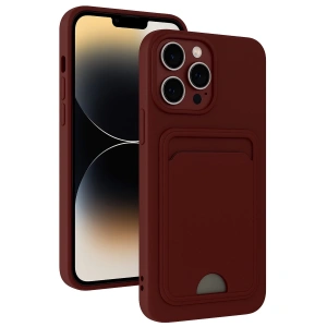 İphone 13 Pro Kılıf Kelvin Kartvizitli Silikon - Bordo