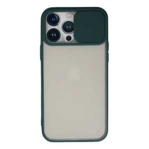 İphone 13 Pro Max Kılıf Palm Buzlu Kamera Sürgülü Silikon - Yeşil