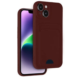İphone 14 Kılıf Kelvin Kartvizitli Silikon - Bordo