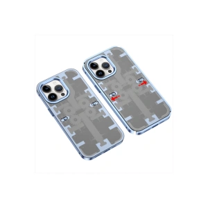 İphone 14 Pro Max Kılıf Mekanik Bumper Kapak - Mavi