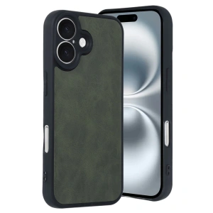 İphone 16 Kılıf Aras Deri Kapak - Koyu Yeşil