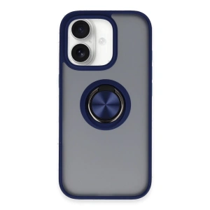 İphone 16 Kılıf Montreal Yüzüklü Silikon Kapak - Lacivert