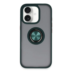 İphone 16 Kılıf Montreal Yüzüklü Silikon Kapak - Yeşil