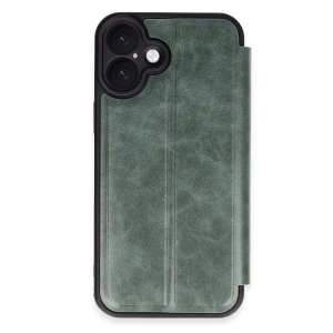 İphone 16 Plus Kılıf Flip Cover - Koyu Yeşil