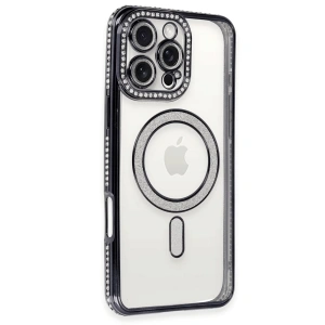 İphone 16 Pro Kılıf Joke Simli Magneticsafe Kılıf - Siyah