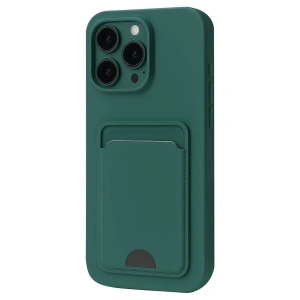 İphone 16 Pro Kılıf Kelvin Kartvizitli Silikon - Koyu Yeşil