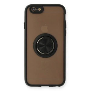 İphone 6 Kılıf Montreal Yüzüklü Silikon Kapak - Siyah