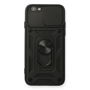 İphone 6 Kılıf Pars Lens Yüzüklü Silikon - Siyah