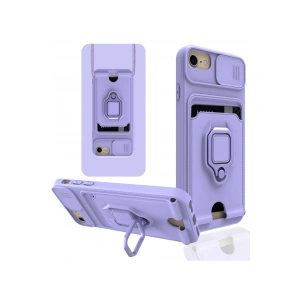 İphone 6 Kılıf Zuma Kartvizitli Yüzüklü Silikon - Lila