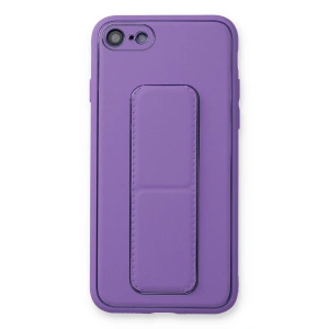 İphone 7 Kılıf Coco Deri Standlı Kapak - Koyu Lila