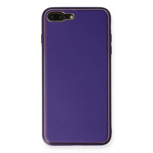 İphone 7 Plus Kılıf Coco Deri Silikon Kapak - Mor