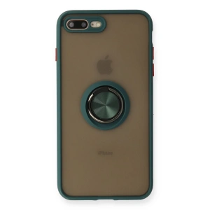 İphone 7 Plus Kılıf Montreal Yüzüklü Silikon Kapak - Yeşil