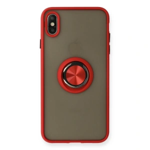 İphone X Kılıf Montreal Yüzüklü Silikon Kapak - Kırmızı