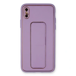 İphone Xs Max Kılıf Coco Deri Standlı Kapak - Koyu Lila
