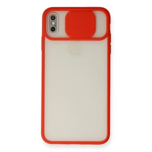 İphone Xs Max Kılıf Palm Buzlu Kamera Sürgülü Silikon - Kırmızı