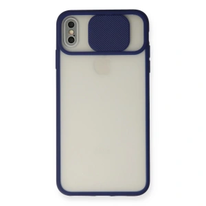 İphone Xs Max Kılıf Palm Buzlu Kamera Sürgülü Silikon - Lacivert