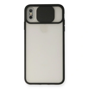 İphone Xs Max Kılıf Palm Buzlu Kamera Sürgülü Silikon - Siyah