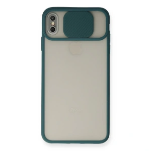 İphone Xs Max Kılıf Palm Buzlu Kamera Sürgülü Silikon - Yeşil