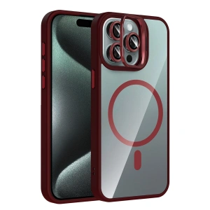 Joko Apple İphone 14 Pro Max Remim Lensli Magsafe Standlı Kapak - Bordo