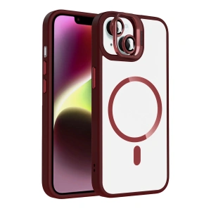Joko Apple İphone 14 Remim Lensli Magsafe Standlı Kapak - Bordo