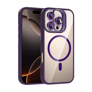 Joko Apple İphone 16 Pro Remim Lensli Magsafe Standlı Kapak - Derin Mor