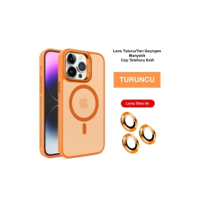 Joko İphone 14 Pro Max Kılıf Flet Lens Magsafe Kapak - Turuncu