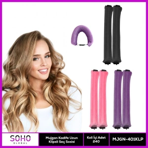 Kadife Uzun Klipsli Saç Bigudi Set