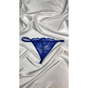 Kadın Mavi Transparan Dantel Tanga Külot