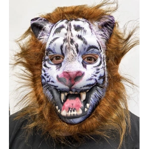 Kahverengi Saçlı Dişli Kurt Maskesi Mega Peluş 12 No
