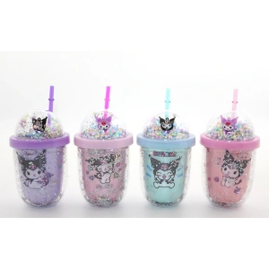 Kuromi Figürlü Pipetli Kapaklı Kupa Bardak