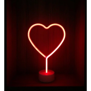 Neon Işıklı Kalp Masa Gece Lambası Pil+usb