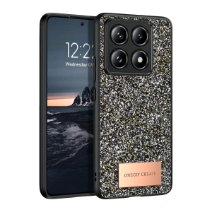 Onegif Xiaomi Mi 14t Pro Bright Simli Kapak - Gümüş