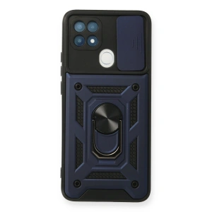 Oppo A15 Kılıf Pars Lens Yüzüklü Silikon - Lacivert