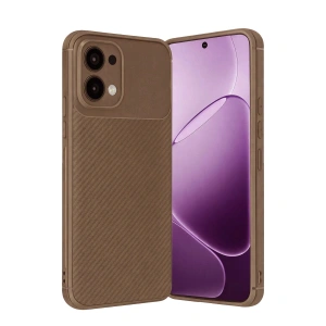 Oppo A6 Pro 4g Auto Focus Karbon Kapak - Kahverengi