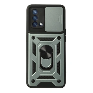 Oppo A74 4g Kılıf Pars Lens Yüzüklü Silikon - Yeşil