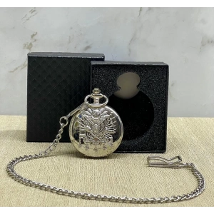 Özel Kutulu Osmanlı Devlet Arması Gümüş Köstekli Saat Alk4665