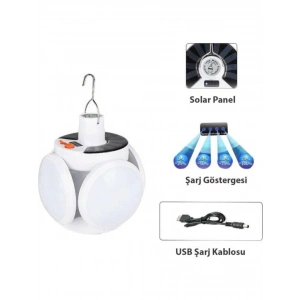 P-038 Solar Güneş Enerji Ve Usb Sarjli 5 Kanatlı